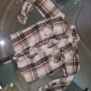 Rare Fox. Plaid . Youth L.  button down shirt